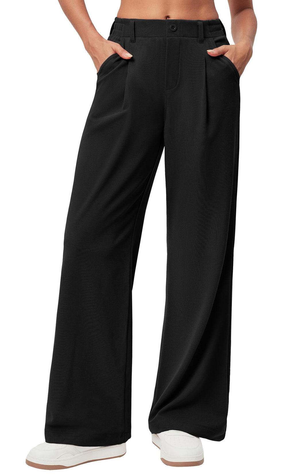 Ewedoos Wide Leg Dress Work Pants for Women Business Casual Office Outfits | Stretchy Pull on Slacks Trousers, Wrinkle-Resistant, 2 Side Pockets, Comfy for All-Day Wear, Business Casual, Travel,Teacher