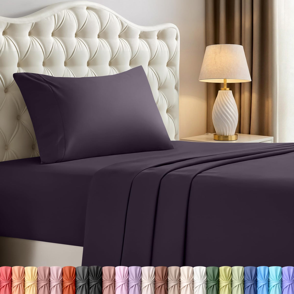 Queen Sheets Set, 4 Pieces 16" Deep Pocket Hotel Luxury Bed Sheets, Grey | Extra Soft Bedsheet Set, Comfy & Breathable Cooling Sheets, Wrinkle & Fade Resistant, Fitted Sheet, Flat Sheet, 2 Pillowcases