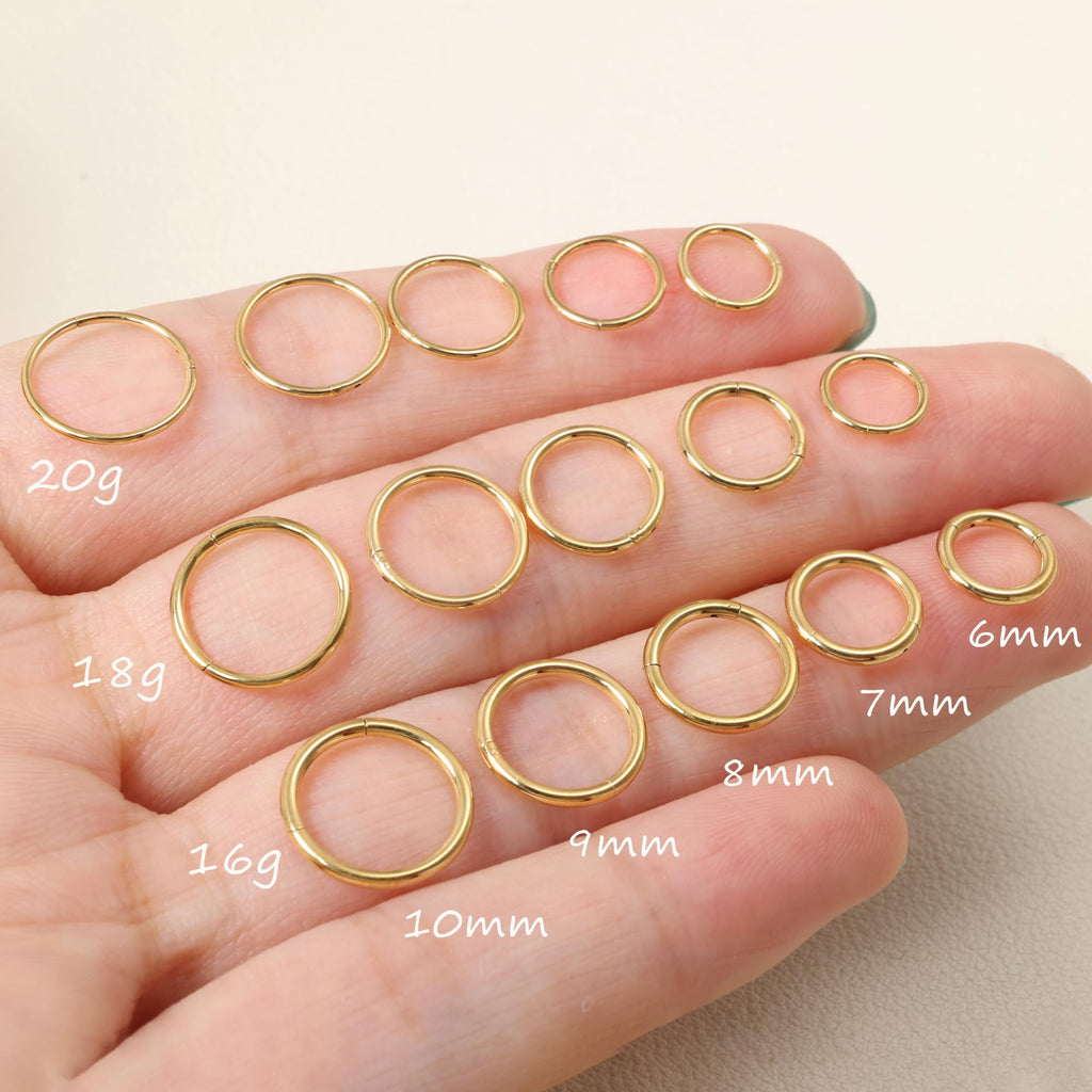 20G 18G 16G Titanium Nose Ring Hoop, Cartilage Hoop Earrings for Women Men Silver Gold Nose Ring Septum Ring Tragus Conch Helix Daith Lip Piercing Jewelry 6mm/7mm/8mm/9mm/10mm