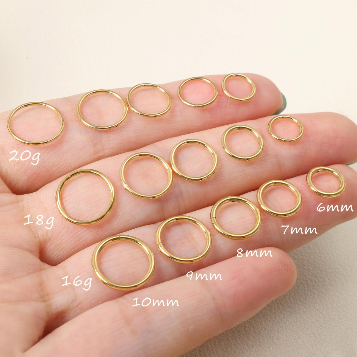 20G 18G 16G Titanium Nose Ring Hoop, Cartilage Hoop Earrings for Women Men Silver Gold Nose Ring Septum Ring Tragus Conch Helix Daith Lip Piercing Jewelry 6mm/7mm/8mm/9mm/10mm