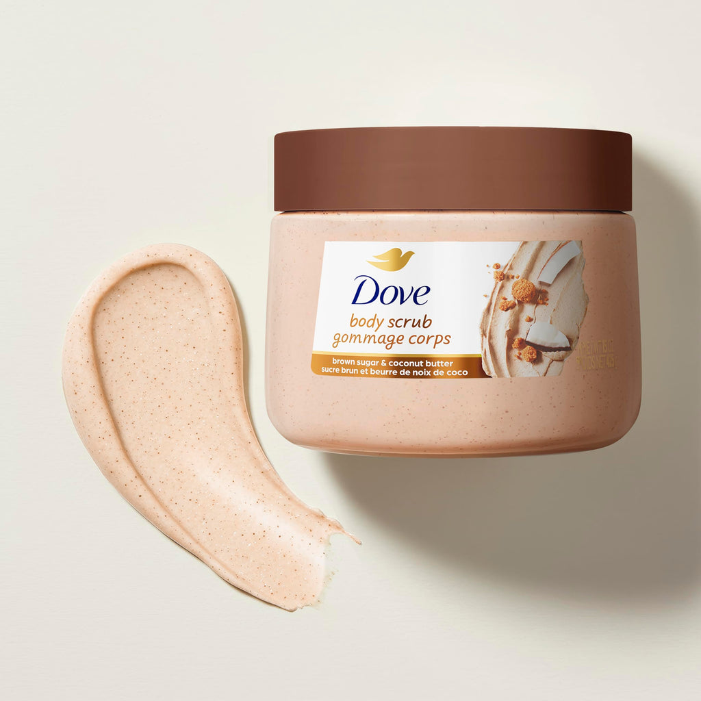 Dove Himalayan Salt & Rose Oil Body Scrub Exfoliates and Deeply 15 oz | For skin that needs polish, Helps reveal smooth skin, With Himalayan salt & Rose Oil