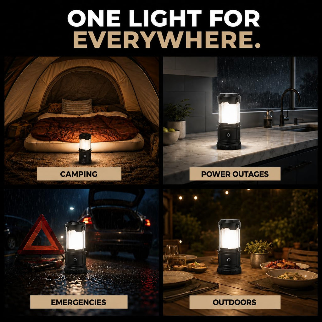MalloMe Camping Lights LED Lantern Flashlights, Battery Operated Lamp Tent Lanterns for Power Outages, Camping Essentials Outdoor,Home,Emergency Gear, Hurricane Survival (3 AAA batteries not included)