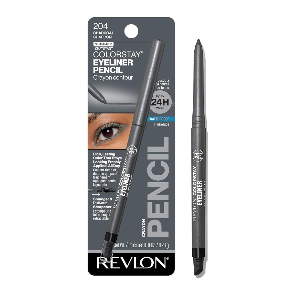 Revlon ColorStay Pencil Waterproof Eyeliner, 201 Black, 2 pack | Waterproof pencil eyeliner with built-in sharpener. Smudge-proof, long-lasting, intense matte color.