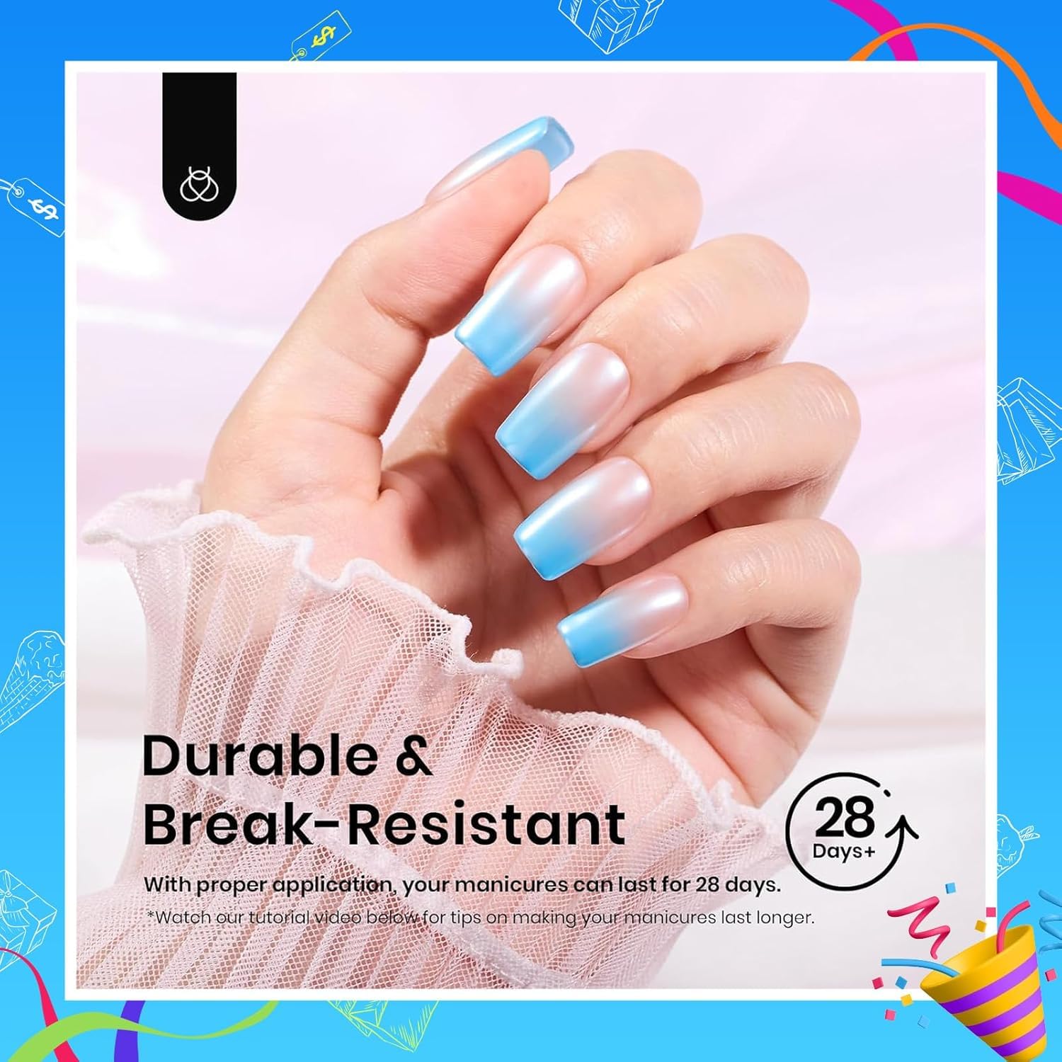 Beetles Soft Gel Nail Tips Short Almond 288pcs in 12 Sizes Etch-X | Pre-Etched Full Cover Acrylic Fake Nails, Salon Quality Nail Supplies, Easy DIY Extension Press On Nails, Gift for Women