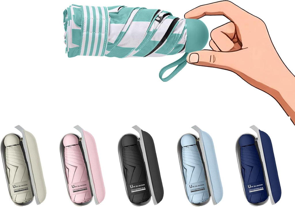 BAODINI Mini Travel Umbrella with UV Sun Protection, Compact Pocket-Size