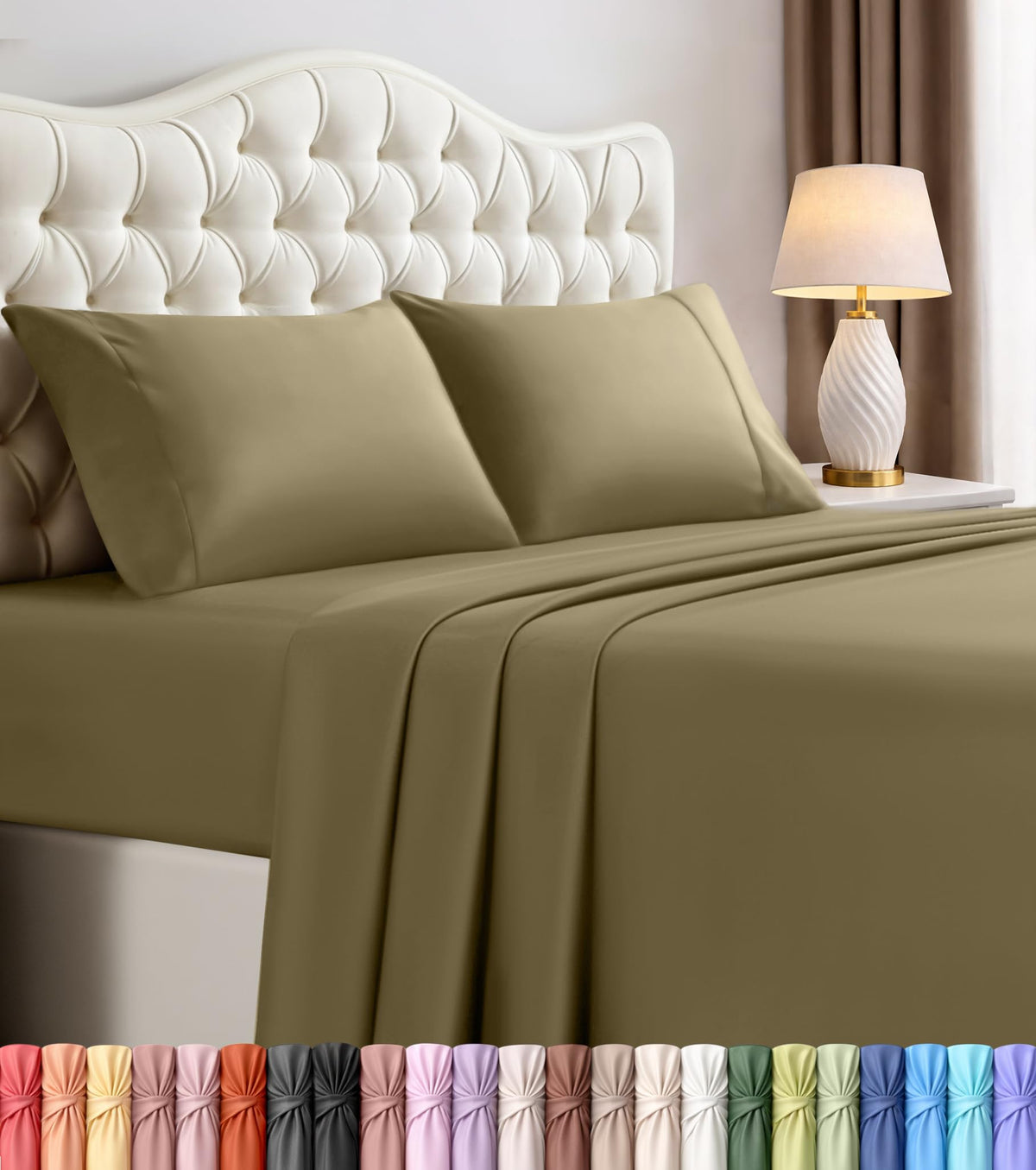 Queen Sheets Set, 4 Pieces 16" Deep Pocket Hotel Luxury Bed Sheets, Grey | Extra Soft Bedsheet Set, Comfy & Breathable Cooling Sheets, Wrinkle & Fade Resistant, Fitted Sheet, Flat Sheet, 2 Pillowcases