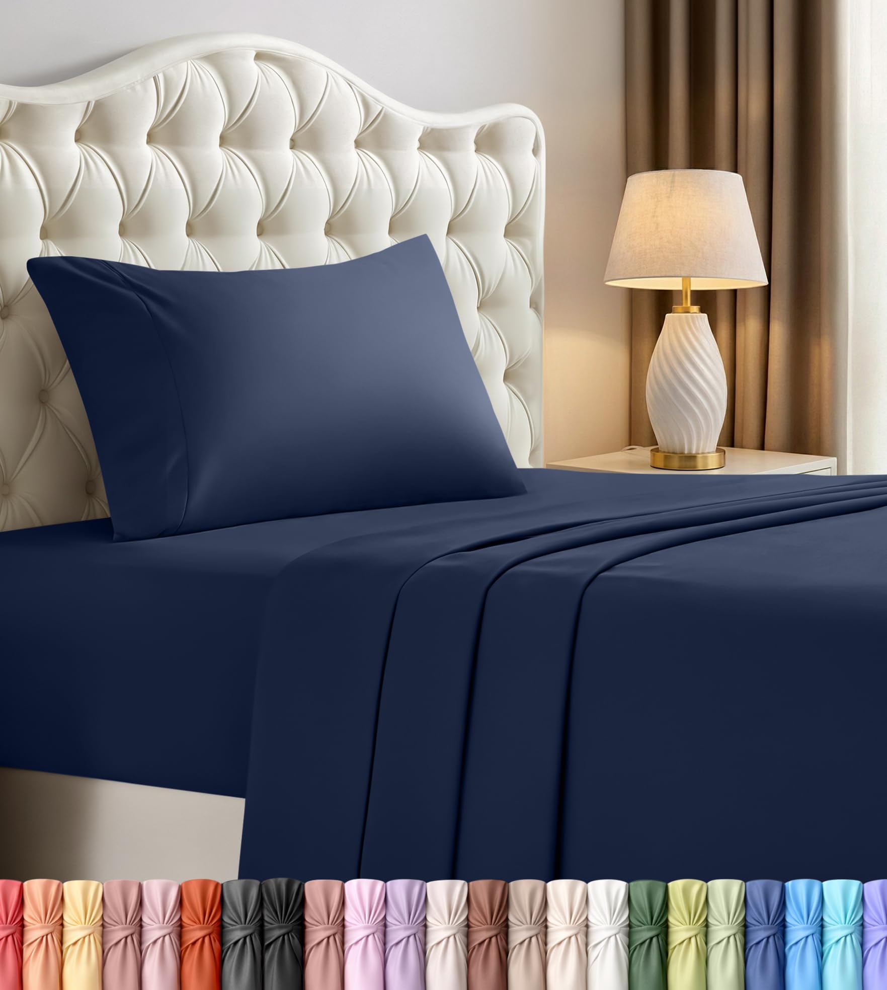 Queen Sheets Set, 4 Pieces 16" Deep Pocket Hotel Luxury Bed Sheets, Grey | Extra Soft Bedsheet Set, Comfy & Breathable Cooling Sheets, Wrinkle & Fade Resistant, Fitted Sheet, Flat Sheet, 2 Pillowcases