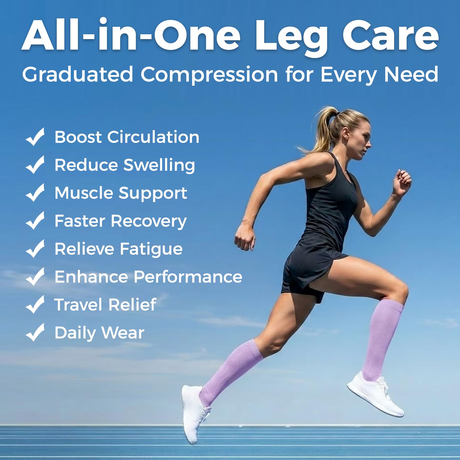 Compression Socks for Women & Men 15-20 mmHg, Knee High, 3 Pairs | Graduated Compression, Supports Circulation, Ideal for Nurses, Pregnancy, Travel, Flights, Running & Athletic Edema