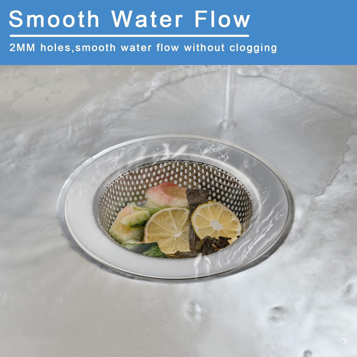 2 Pcs Sink Strainer Double-Layer Safe Design for Kitchen Sink Drain Basket