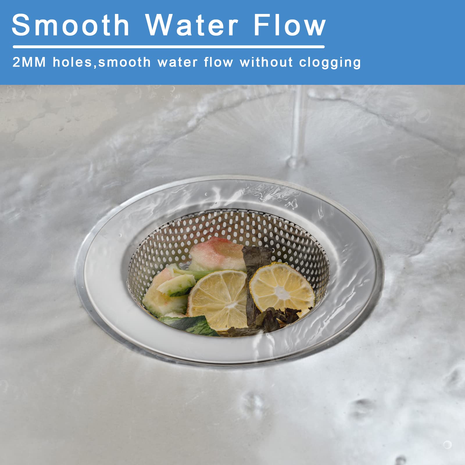 2 Pcs Sink Strainer Double-Layer Safe Design for Kitchen Sink Drain Basket