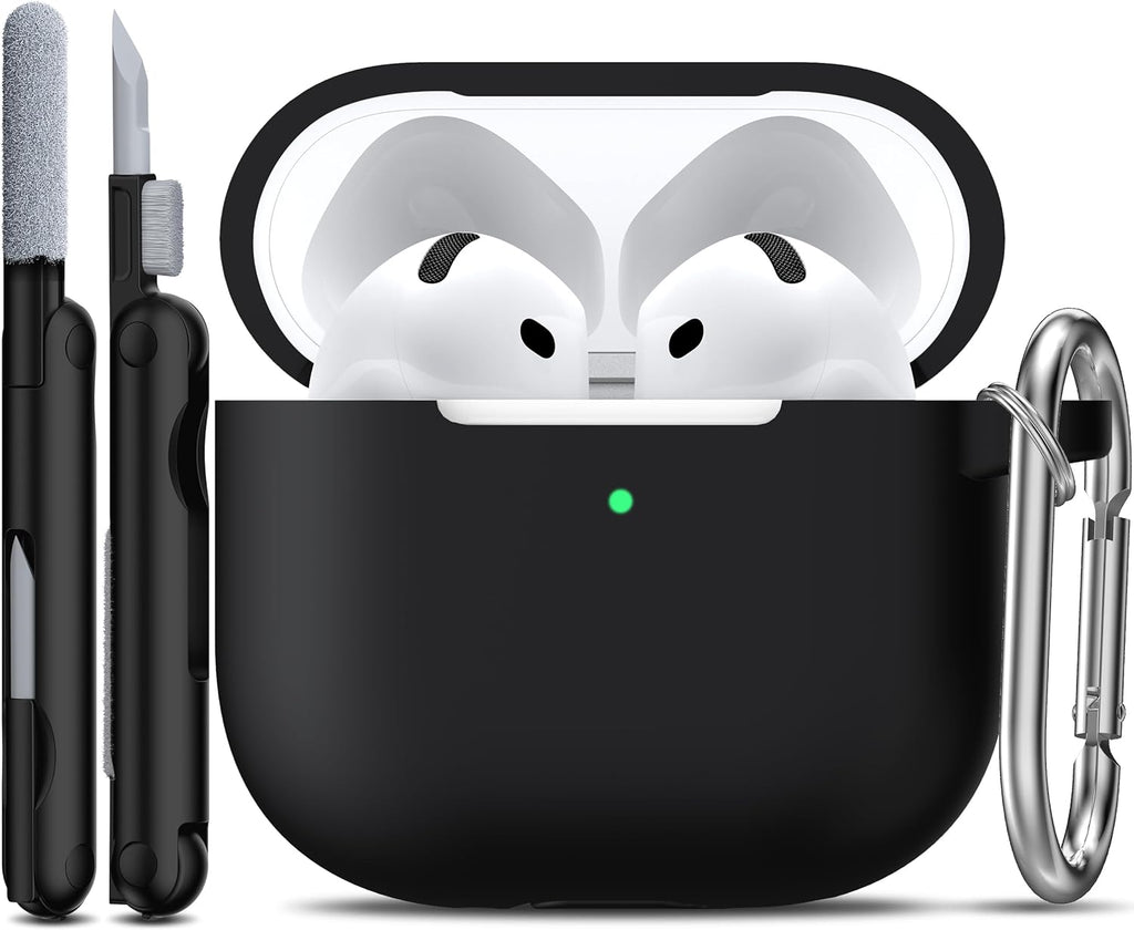 R-fun Silicone Case for AirPods 4 and AirPods 5, Black