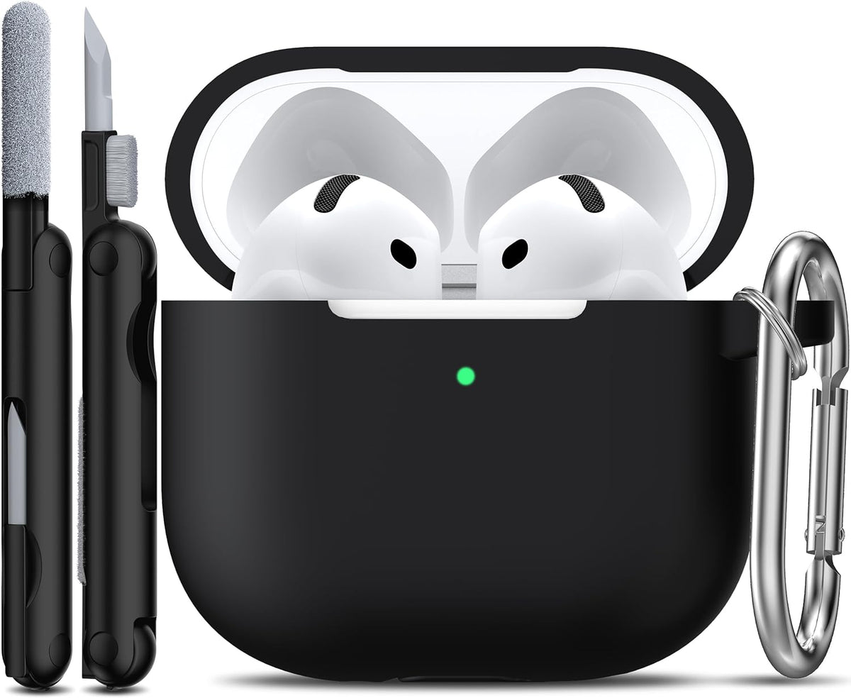 R-fun Silicone Case for AirPods 4 and AirPods 5, Black