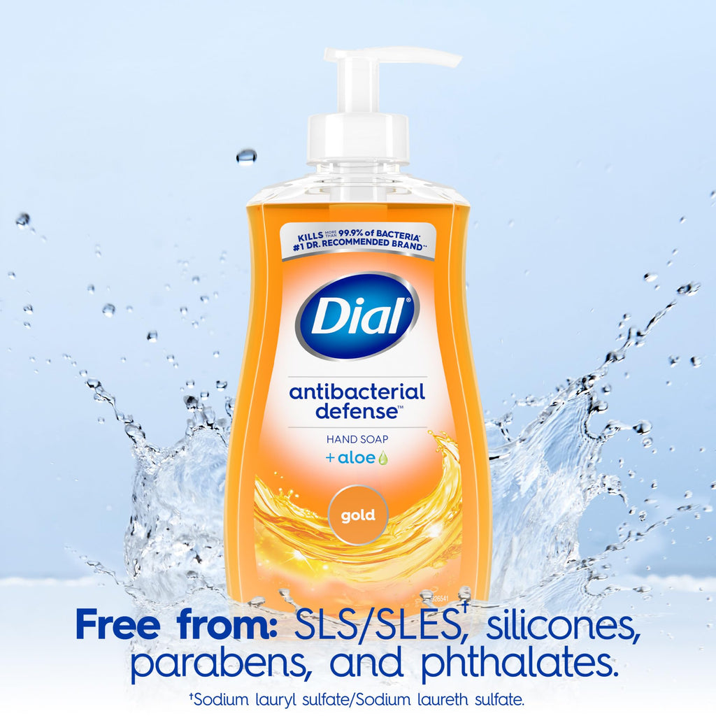 Dial Antibacterial Defense Liquid Hand Soap + Aloe, White Tea Scent, 11 Fl Oz (Pack of 4), Dermatologist-Tested Hand Wash, Gentle Formula