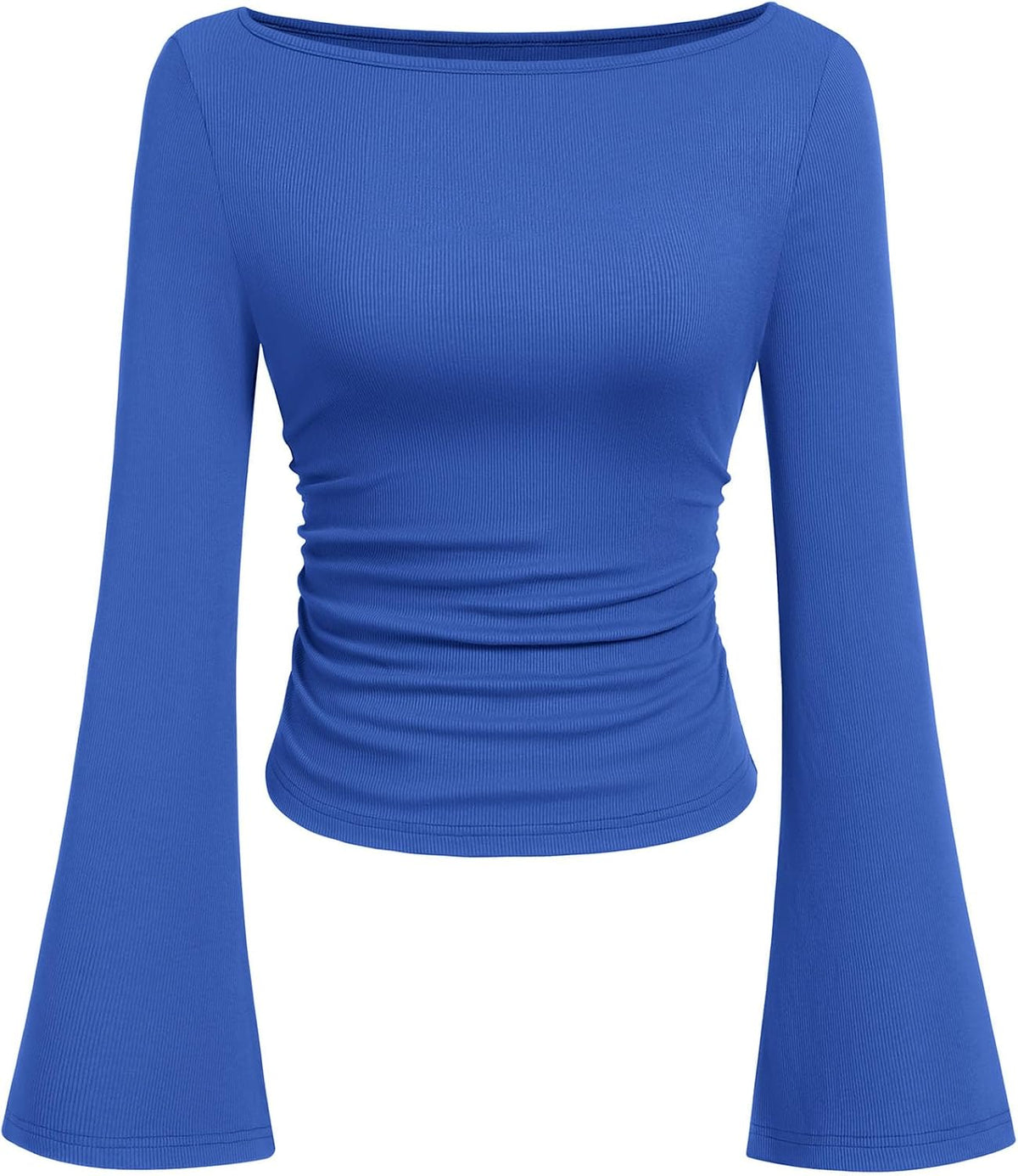 PRETTYGARDEN Womens Bell Long Sleeve Ribbed Knit Tops