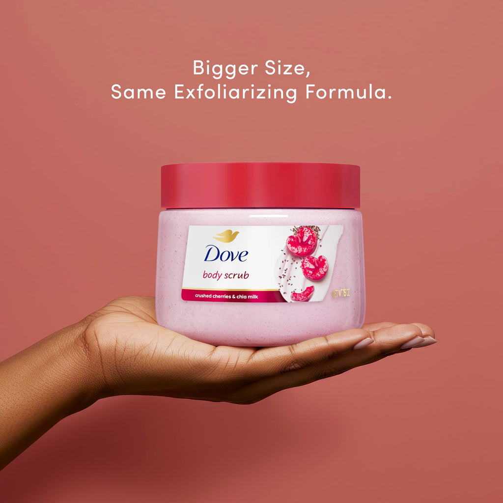 Dove Himalayan Salt & Rose Oil Body Scrub Exfoliates and Deeply 15 oz | For skin that needs polish, Helps reveal smooth skin, With Himalayan salt & Rose Oil