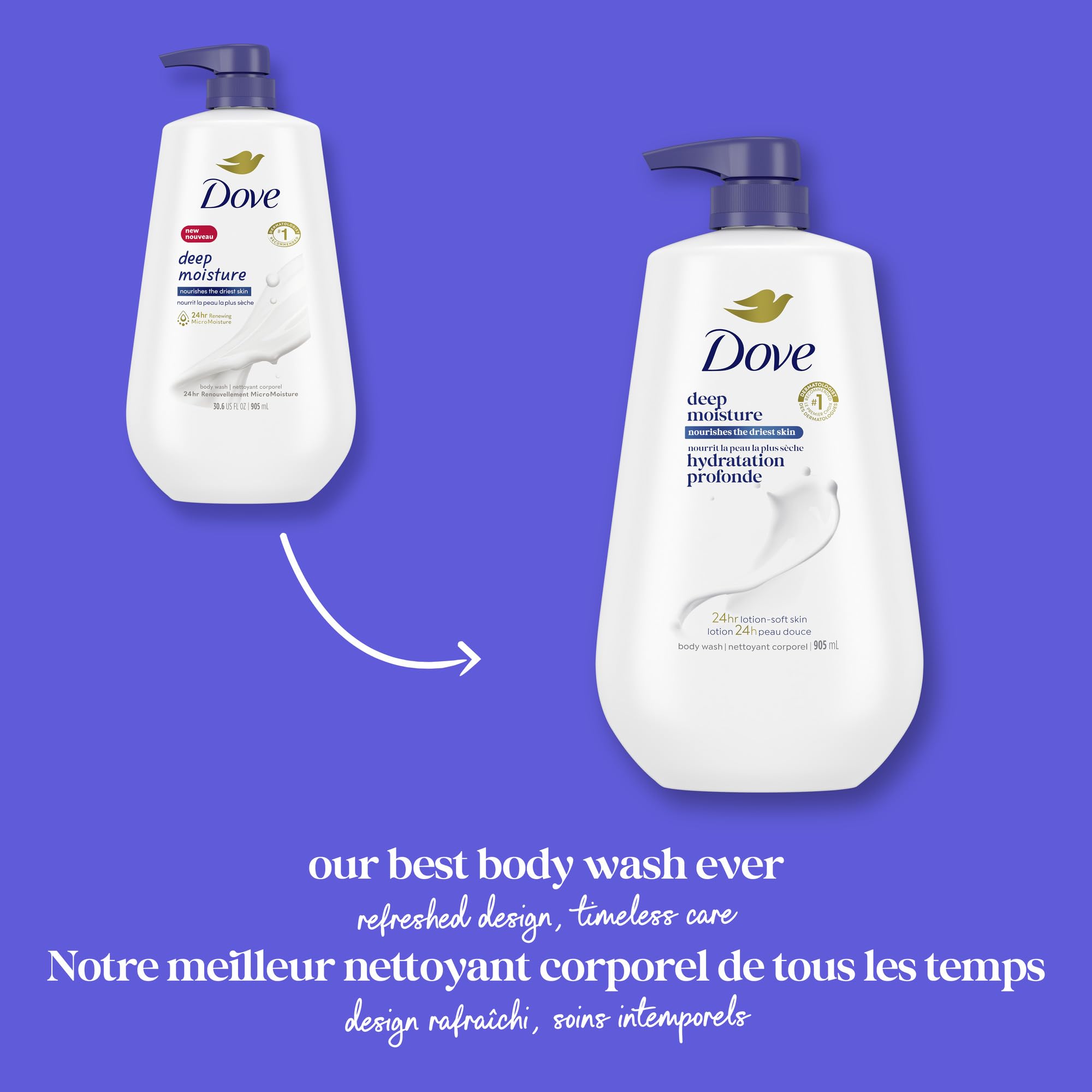 Dove Body Wash Body Wash Deep Moisture 30.6 oz Pump, Sulfate Free | Dove Deep Moisture Body Wash hydrates dry skin for 24 hours with a sulfate-free formula and MicroMoisture technology.