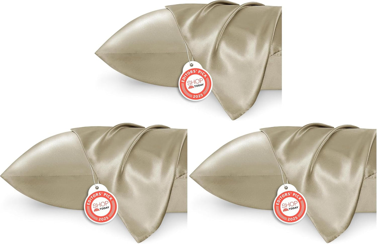 Bedsure Satin Pillowcase, Similar to Silk Pillow Cases Queen Size Set of 2, Cooling Pillow Case Covers with Envelope Closure, Room Decor Gifts for Women Men, Silver Grey, 20x30 Inches, 2pcs