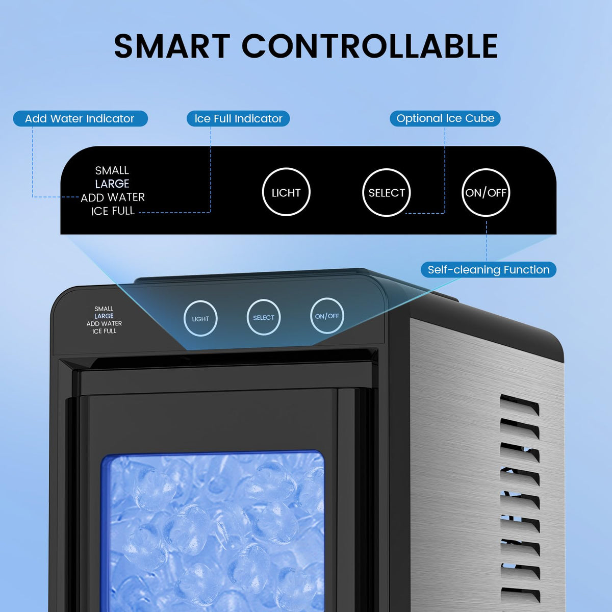 COWSAR Nugget Countertop Ice Maker, Automatic Ice Dispenser, 33 lbs/Day Chewable Pellet Ice Machine with Self-Cleaning & Measured Dispensing, Portable Ice Maker for Home, Kitchen, Office