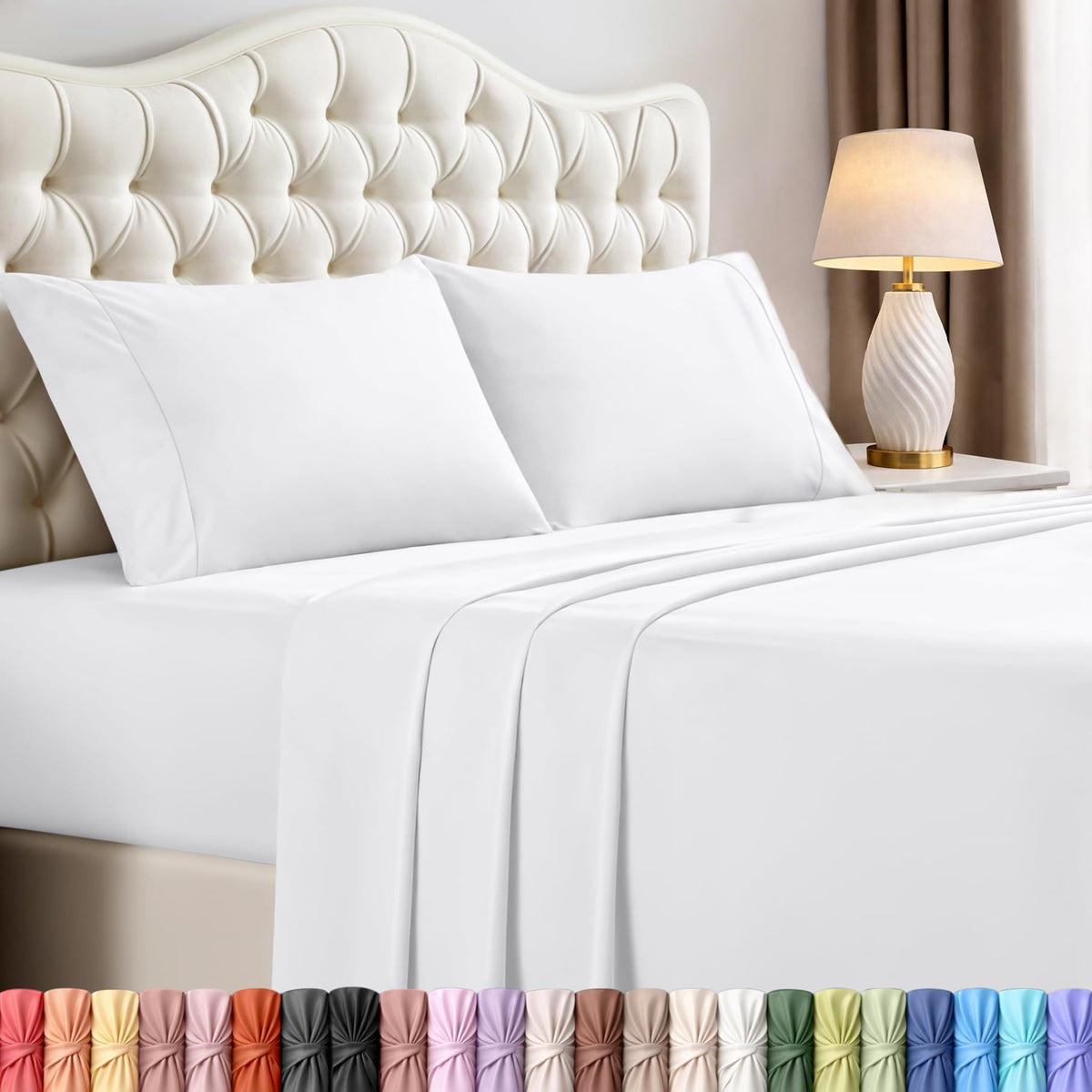 Queen Sheets Set, 4 Pieces 16" Deep Pocket Hotel Luxury Bed Sheets, Grey | Extra Soft Bedsheet Set, Comfy & Breathable Cooling Sheets, Wrinkle & Fade Resistant, Fitted Sheet, Flat Sheet, 2 Pillowcases