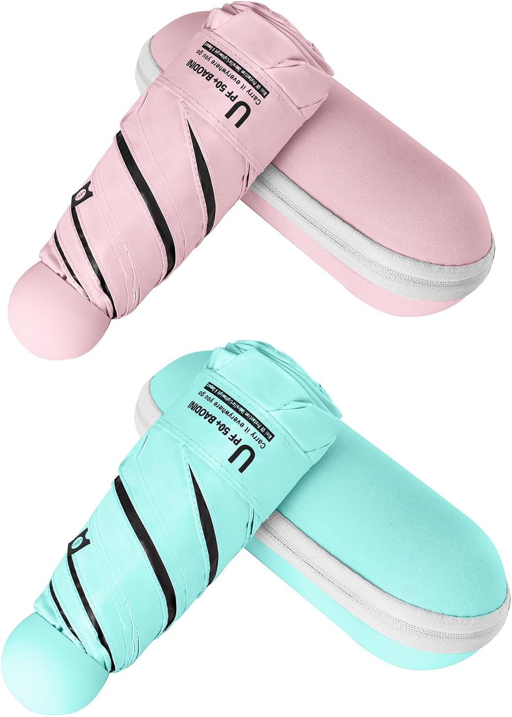 BAODINI Mini Travel Umbrella with UV Sun Protection, Compact Pocket-Size