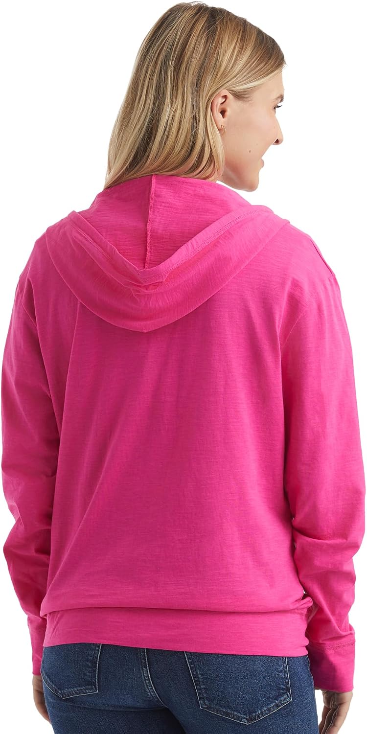 Hanes Women's Lightweight Full Zip Hoodie, Textured Cotton Zip Up, T-Shirt Hoodie
