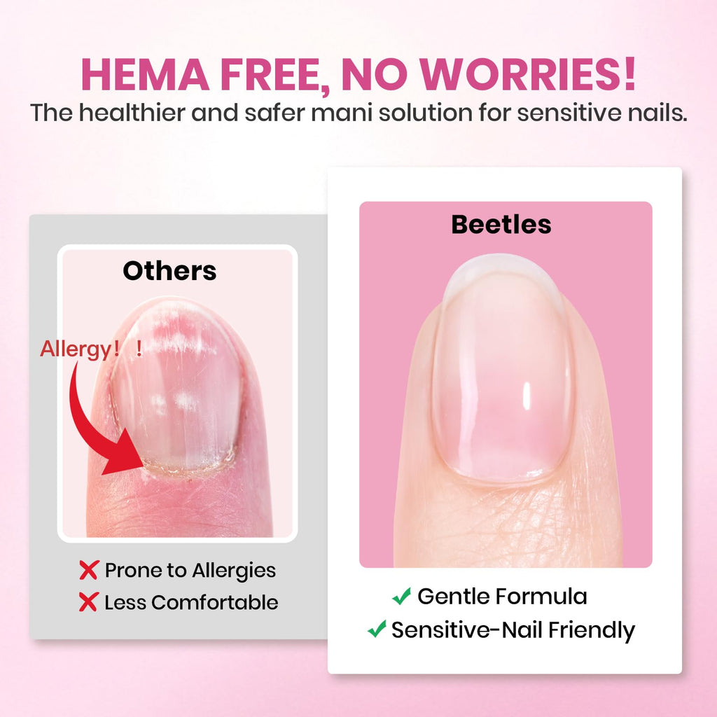 Beetles Soft Gel Nail Tips Short Almond 288pcs in 12 Sizes Etch-X | Pre-Etched Full Cover Acrylic Fake Nails, Salon Quality Nail Supplies, Easy DIY Extension Press On Nails, Gift for Women