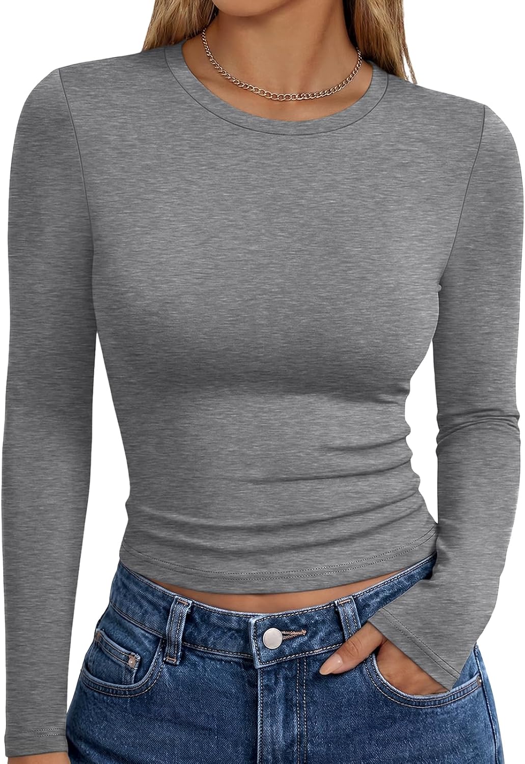 Trendy Queen Womens Long Sleeve T Shirts Fall Fashion Basic Y2K Tops 2026