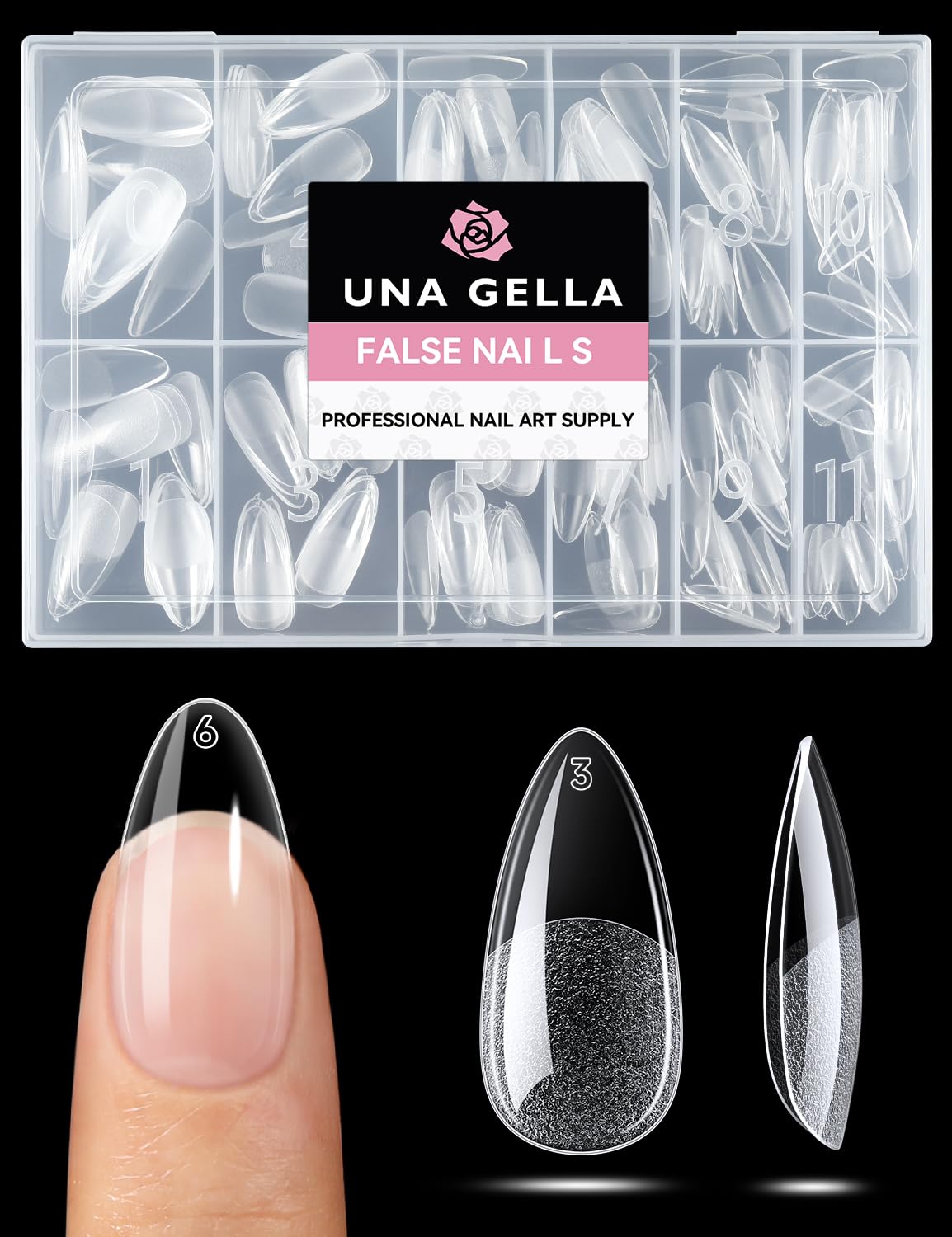 UNA GELLA Short Square Gel Nail Tips Squoval 216pcs Pre-Etched Full Cover | Short Squoval Press on Nails Square Round Oval Clear Acrylic Fake Nails Tips for Nail Extensions Home DIY Salon 12 Sizes