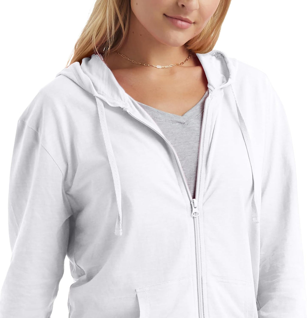 Hanes Women's Lightweight Full Zip Hoodie, Textured Cotton Zip Up, T-Shirt Hoodie