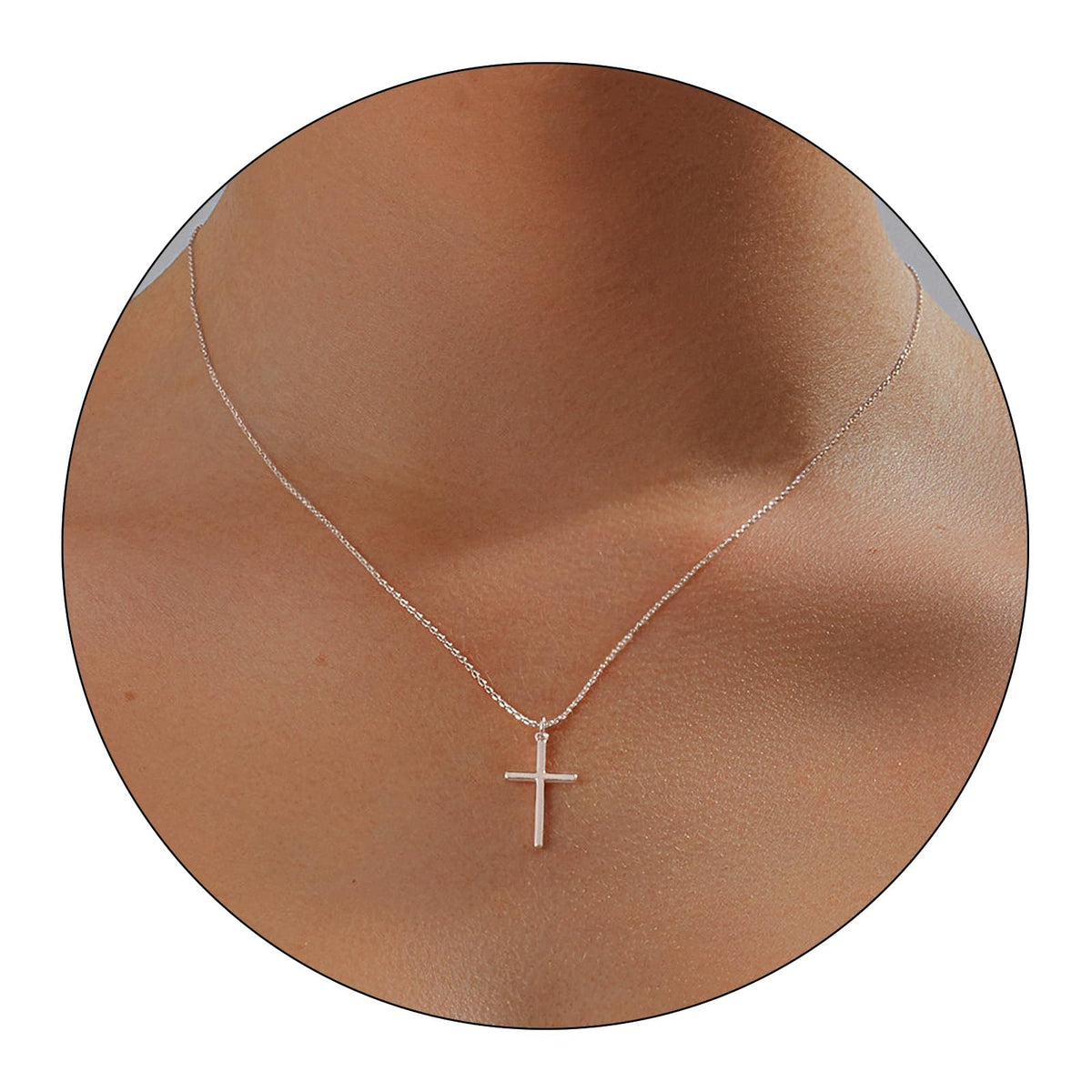 Partm Gold Cross Necklace for Women 14K Plated Dainty Pendant Cross Chain Faith Crucifix Choker Baptism Necklace for Women Trendy Religious Jewelry Hypoallergenic