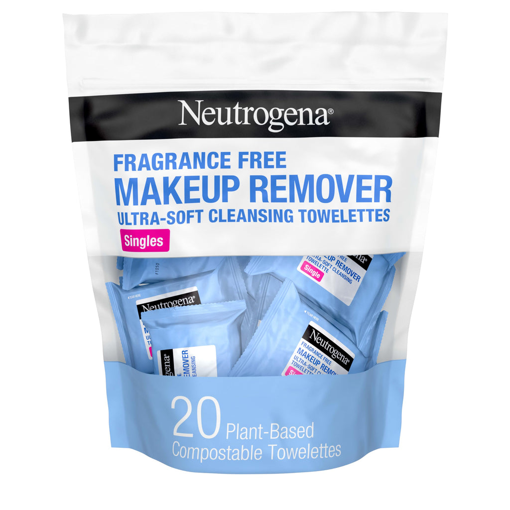 Neutrogena Makeup Remover Towelettes, Daily Single Face Towelettes, 20 Ct | Makeup Remover, Makeup Removing Cleansing Wipes, Suitable for Dirt & Oil Removal, Alcohol-Free