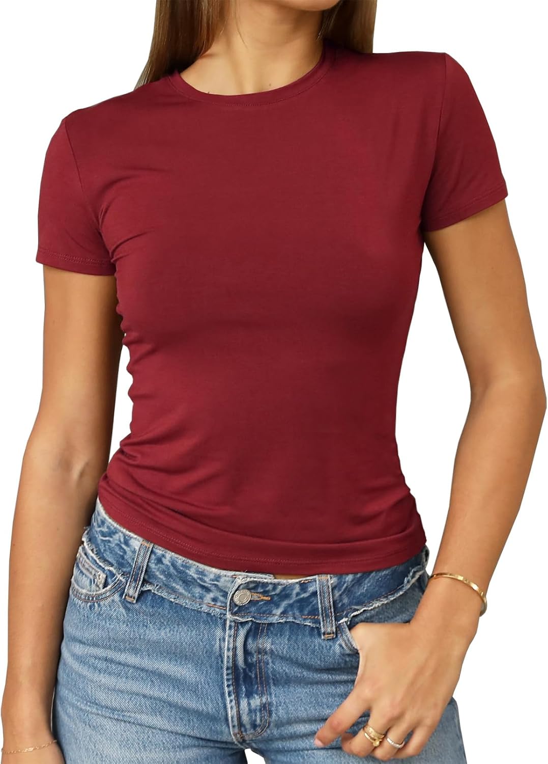 Abardsion Women's Casual Basic Slim Fit T Shirts