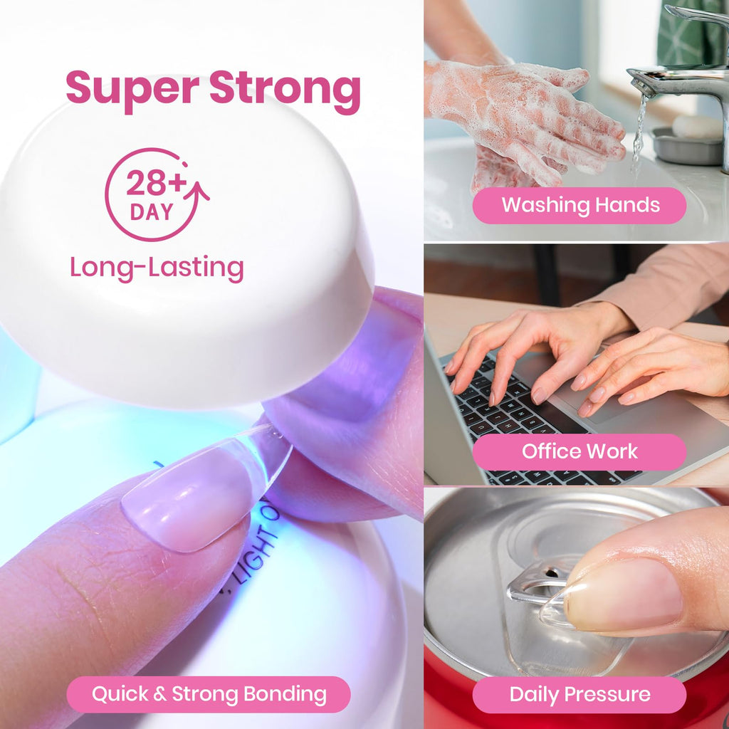 Beetles Soft Gel Nail Tips Short Almond 288pcs in 12 Sizes Etch-X | Pre-Etched Full Cover Acrylic Fake Nails, Salon Quality Nail Supplies, Easy DIY Extension Press On Nails, Gift for Women