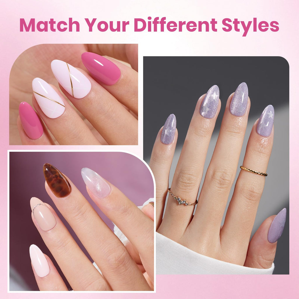 Beetles Soft Gel Nail Tips Short Almond 288pcs in 12 Sizes Etch-X | Pre-Etched Full Cover Acrylic Fake Nails, Salon Quality Nail Supplies, Easy DIY Extension Press On Nails, Gift for Women