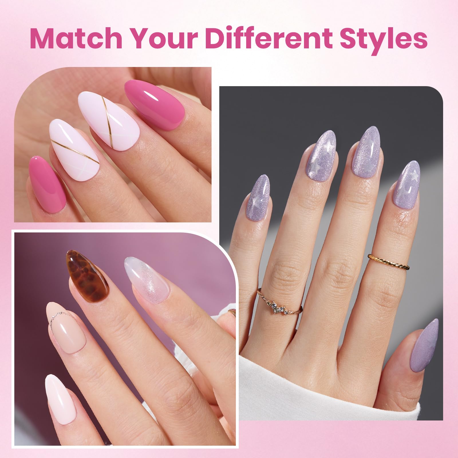 Beetles Soft Gel Nail Tips Short Almond 288pcs in 12 Sizes Etch-X | Pre-Etched Full Cover Acrylic Fake Nails, Salon Quality Nail Supplies, Easy DIY Extension Press On Nails, Gift for Women