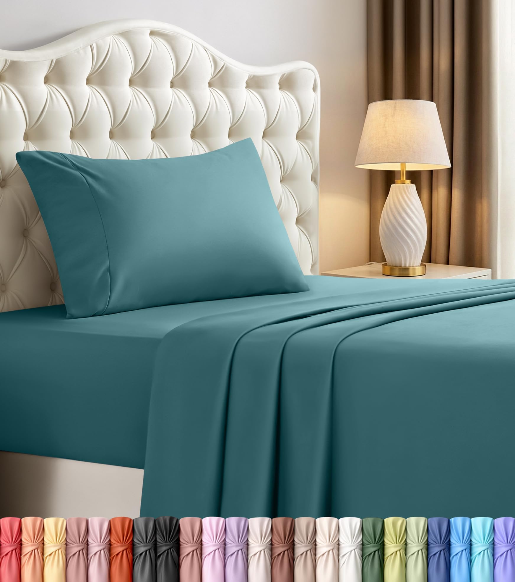 Queen Sheets Set, 4 Pieces 16" Deep Pocket Hotel Luxury Bed Sheets, Grey | Extra Soft Bedsheet Set, Comfy & Breathable Cooling Sheets, Wrinkle & Fade Resistant, Fitted Sheet, Flat Sheet, 2 Pillowcases