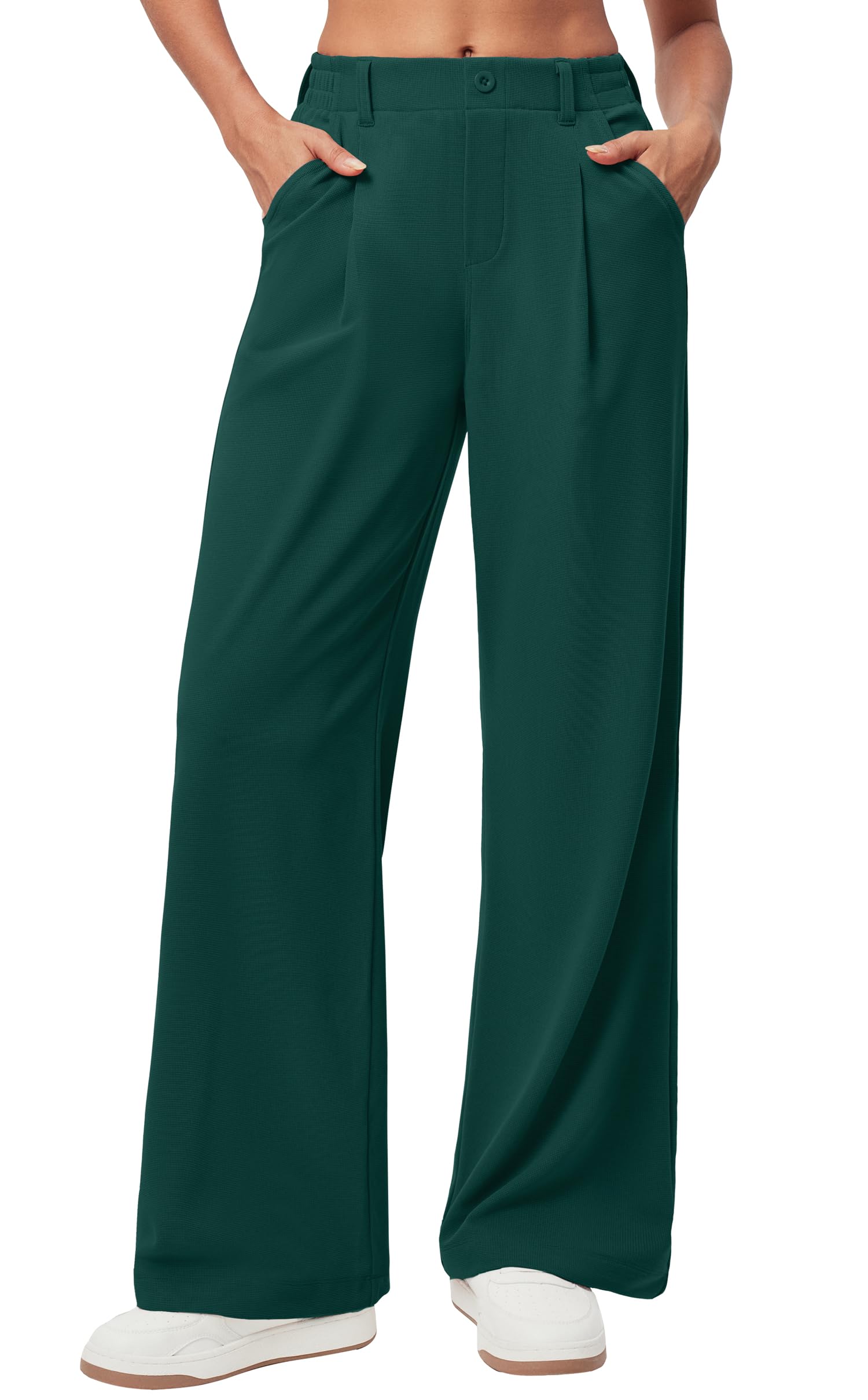 Ewedoos Wide Leg Dress Work Pants for Women Business Casual Office Outfits | Stretchy Pull on Slacks Trousers, Wrinkle-Resistant, 2 Side Pockets, Comfy for All-Day Wear, Business Casual, Travel,Teacher
