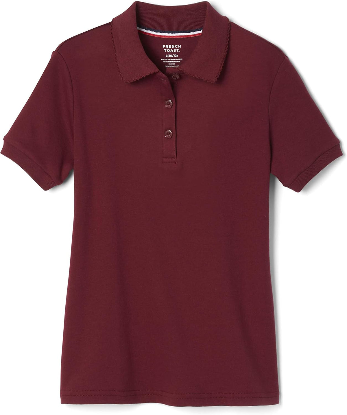 French Toast Girls' Short Sleeve Picot Collar Polo School Uniform Shirt (Standard and Plus)