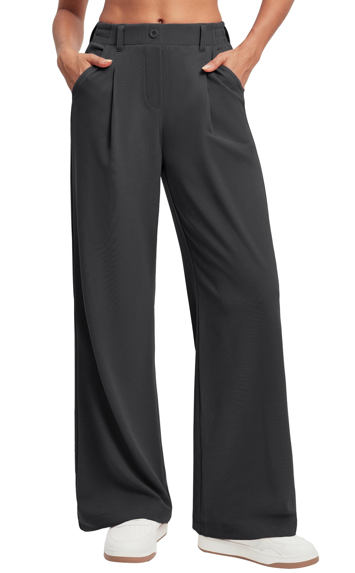 Ewedoos Wide Leg Dress Work Pants for Women Business Casual Office Outfits | Stretchy Pull on Slacks Trousers, Wrinkle-Resistant, 2 Side Pockets, Comfy for All-Day Wear, Business Casual, Travel,Teacher