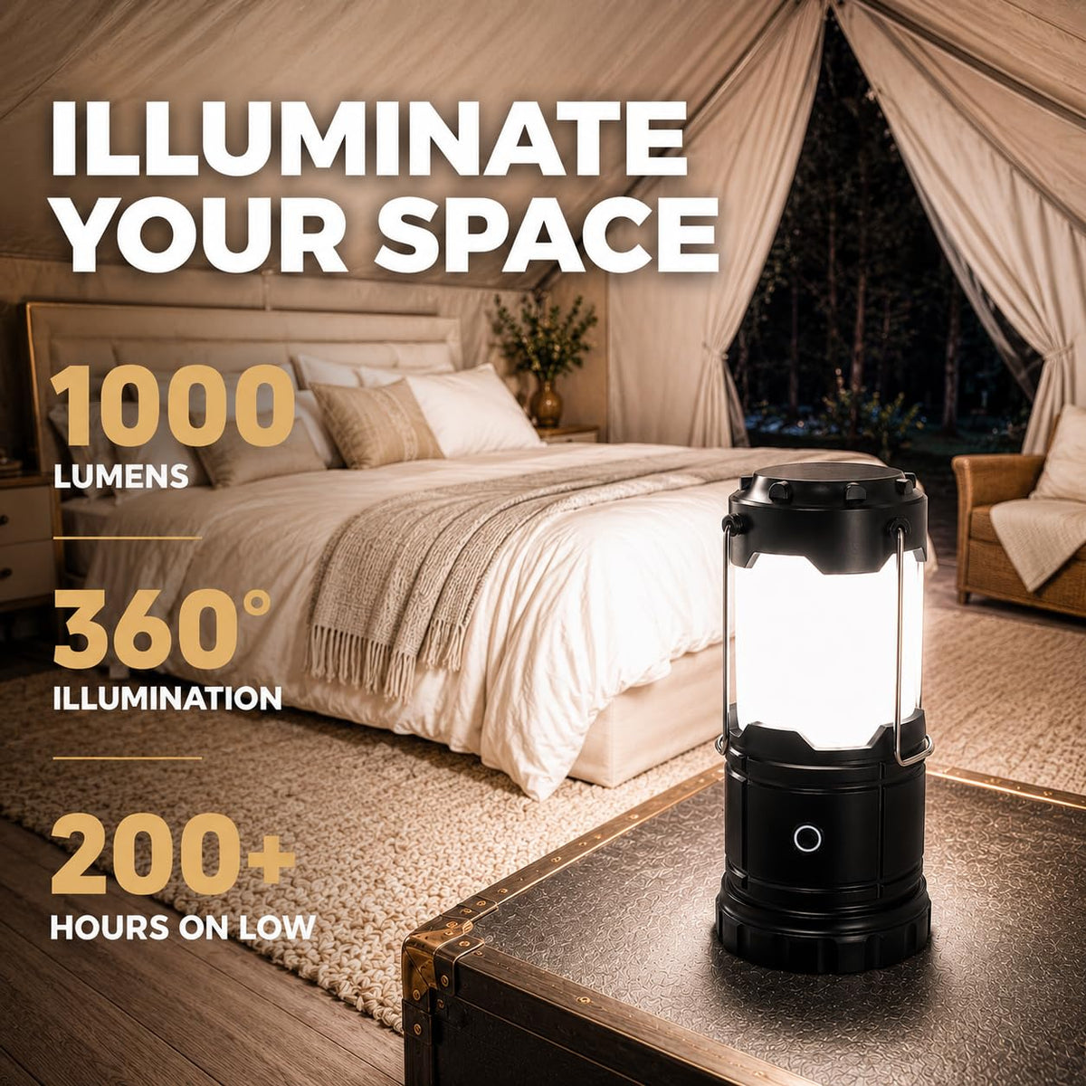 MalloMe Camping Lights LED Lantern Flashlights, Battery Operated Lamp Tent Lanterns for Power Outages, Camping Essentials Outdoor,Home,Emergency Gear, Hurricane Survival (3 AAA batteries not included)