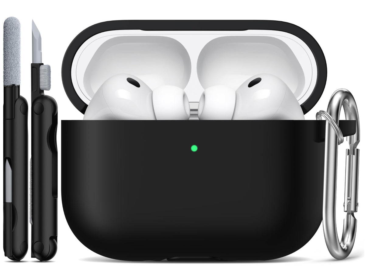 R-fun Silicone Case for AirPods 4 and AirPods 5, Black