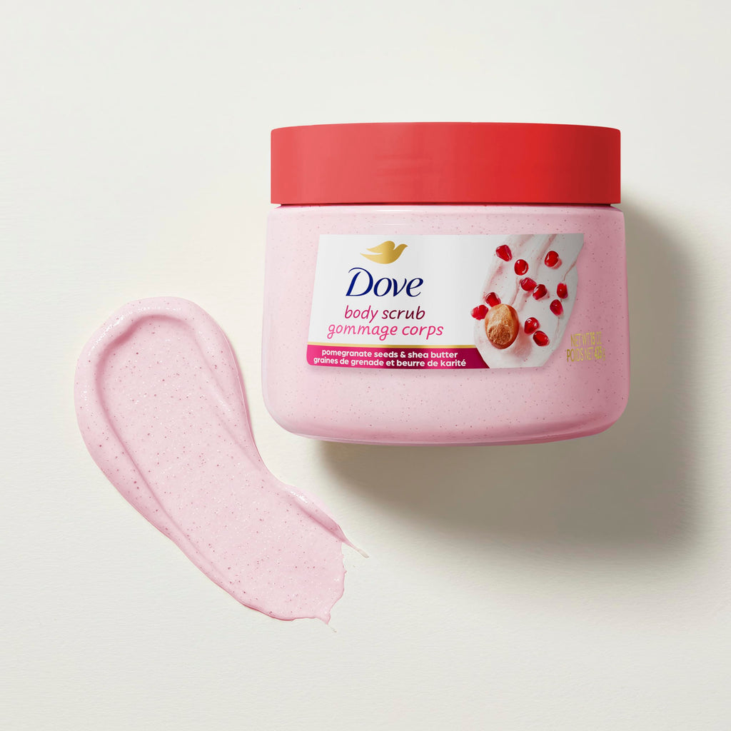 Dove Himalayan Salt & Rose Oil Body Scrub Exfoliates and Deeply 15 oz | For skin that needs polish, Helps reveal smooth skin, With Himalayan salt & Rose Oil
