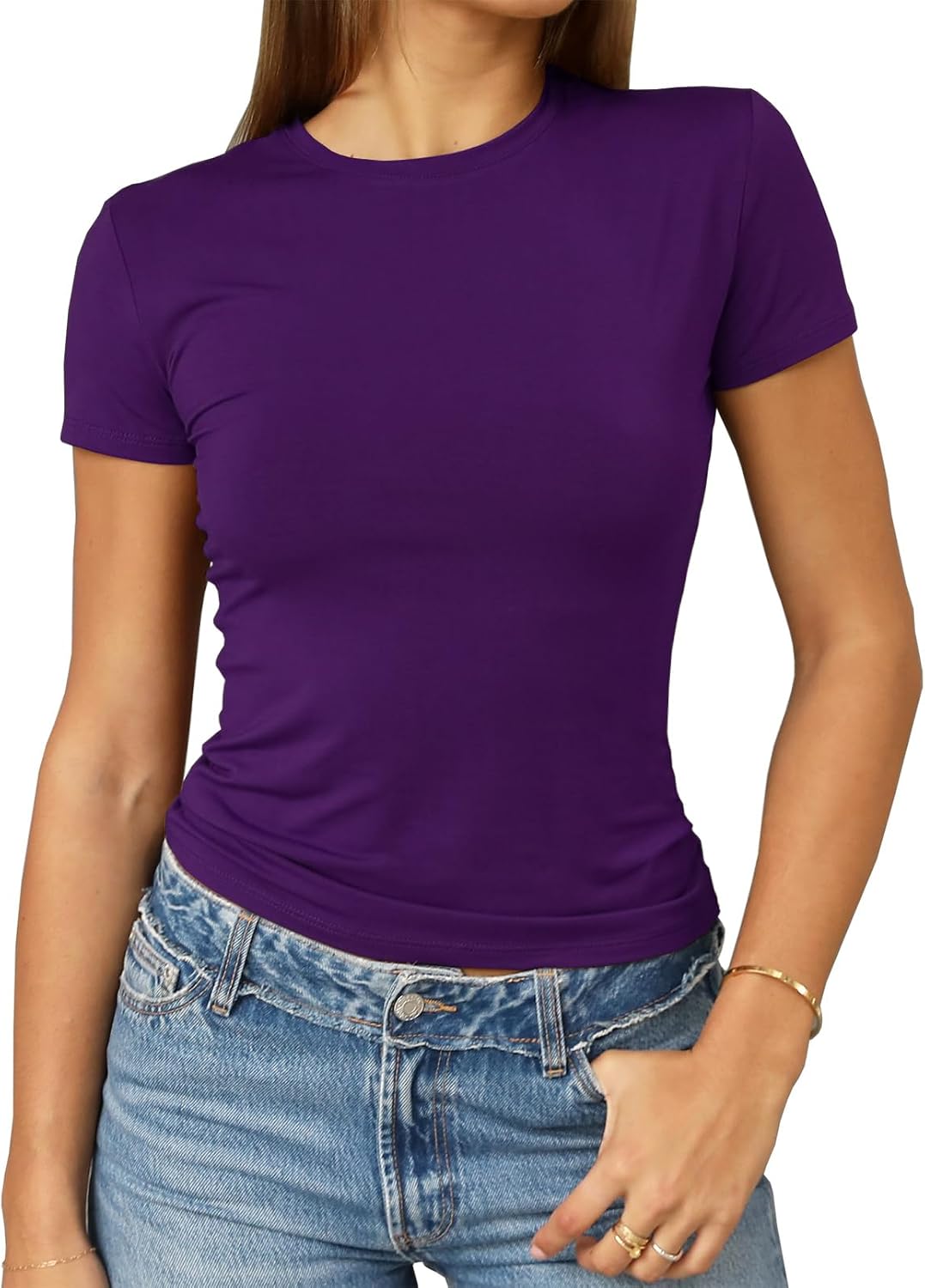 Abardsion Women's Casual Basic Slim Fit T Shirts