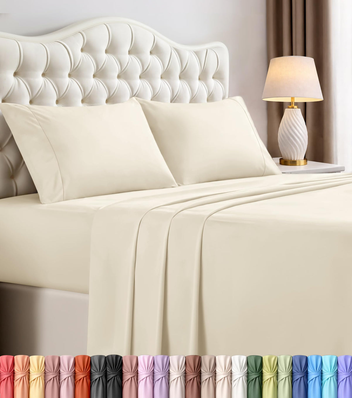 Queen Sheets Set, 4 Pieces 16" Deep Pocket Hotel Luxury Bed Sheets, Grey | Extra Soft Bedsheet Set, Comfy & Breathable Cooling Sheets, Wrinkle & Fade Resistant, Fitted Sheet, Flat Sheet, 2 Pillowcases