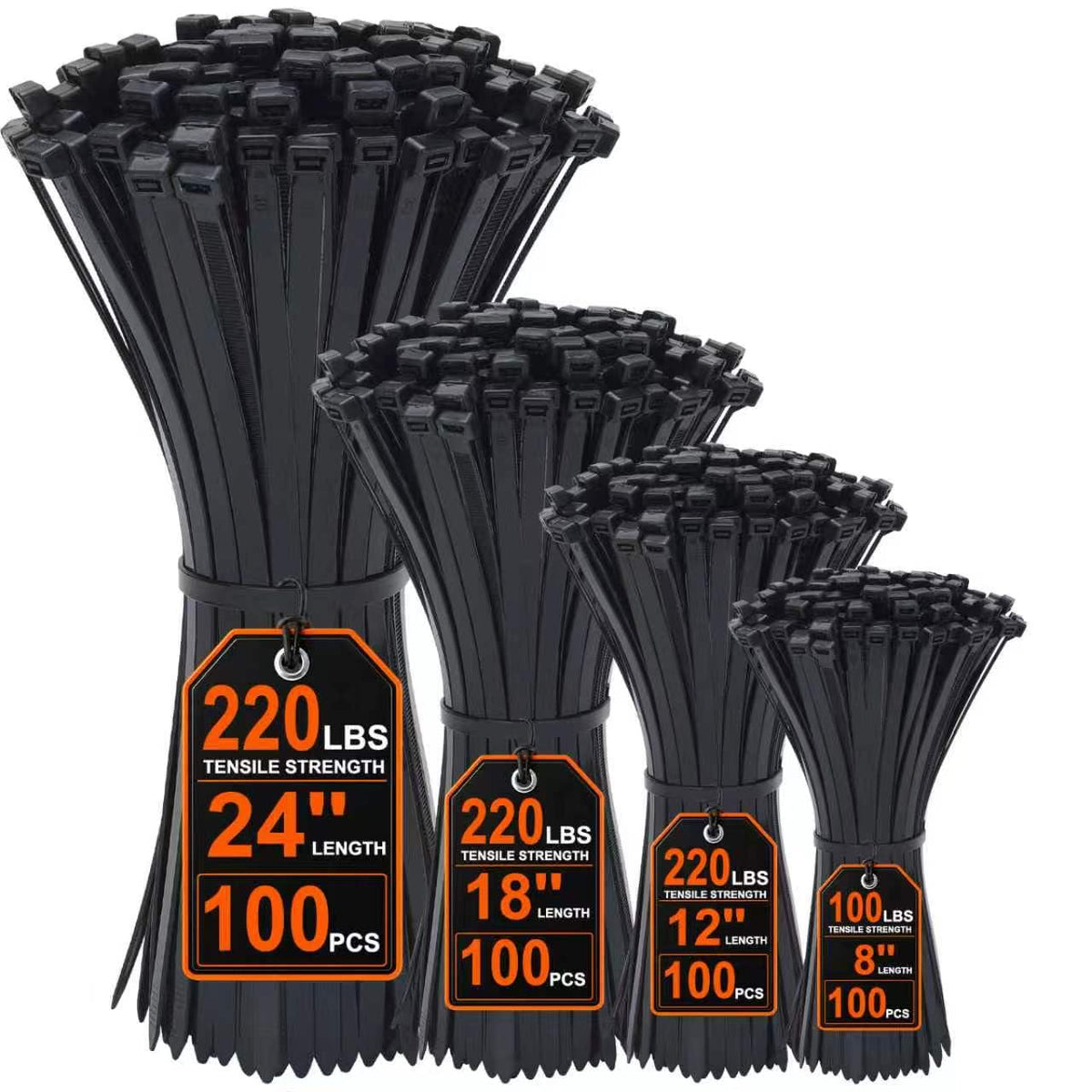 Cable Zip Ties,400 Pack Black Assorted Sizes 12+8+6+4 Inch,Multi-Purpose Self-Locking Nylon Cable Cord Management,Plastic Wire Ties for Home,Office,Garden,Workshop. By HAVE ME TD