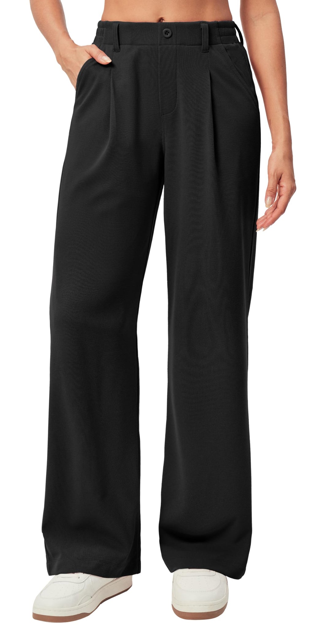 Ewedoos Wide Leg Dress Work Pants for Women Business Casual Office Outfits | Stretchy Pull on Slacks Trousers, Wrinkle-Resistant, 2 Side Pockets, Comfy for All-Day Wear, Business Casual, Travel,Teacher