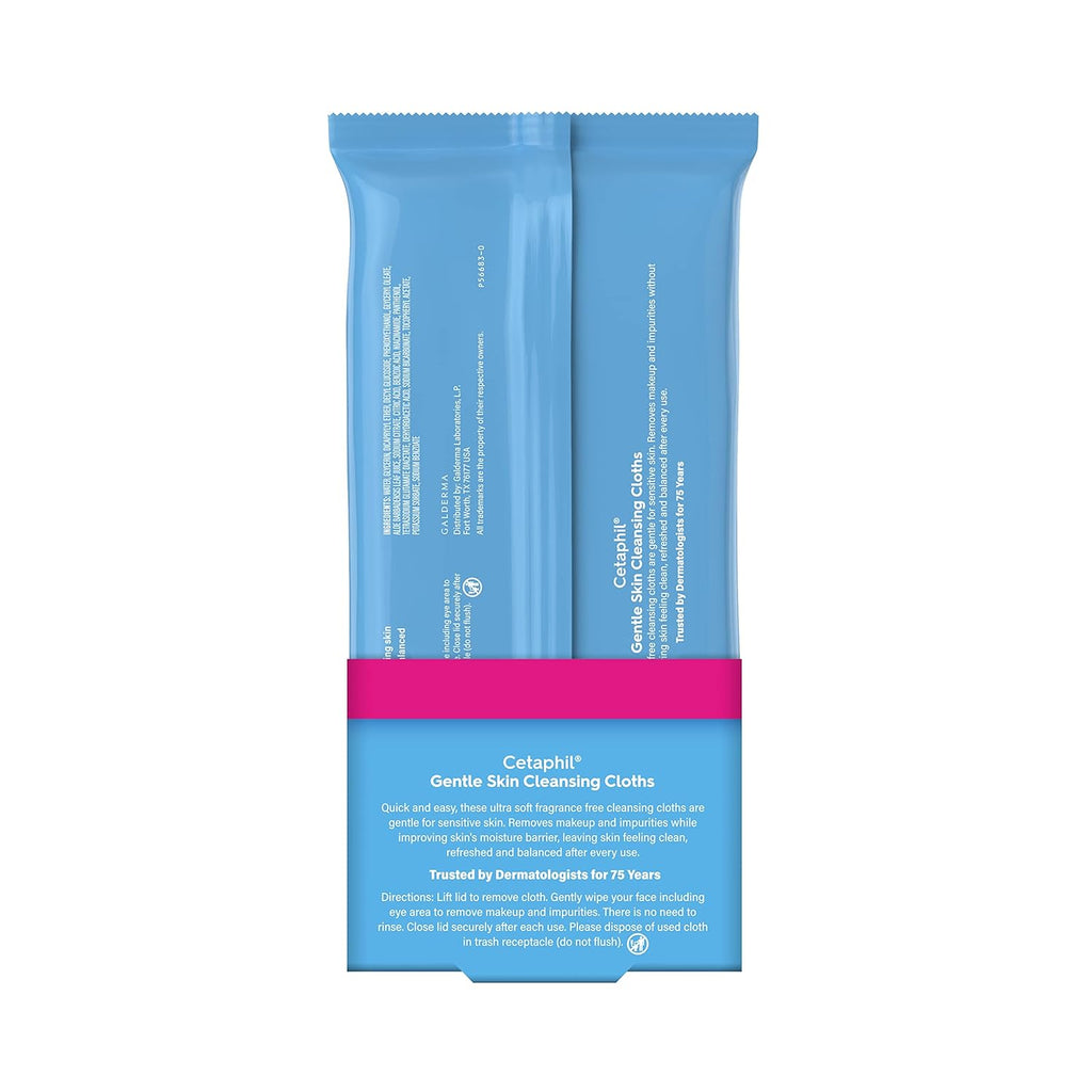 Cetaphil Gentle Makeup Remover Face Wipes, Fragrance Free, 25 Count | Sensitive skin safe, alcohol-free, fragrance-free, daily facial cleansing, removes makeup, dermatologist recommended