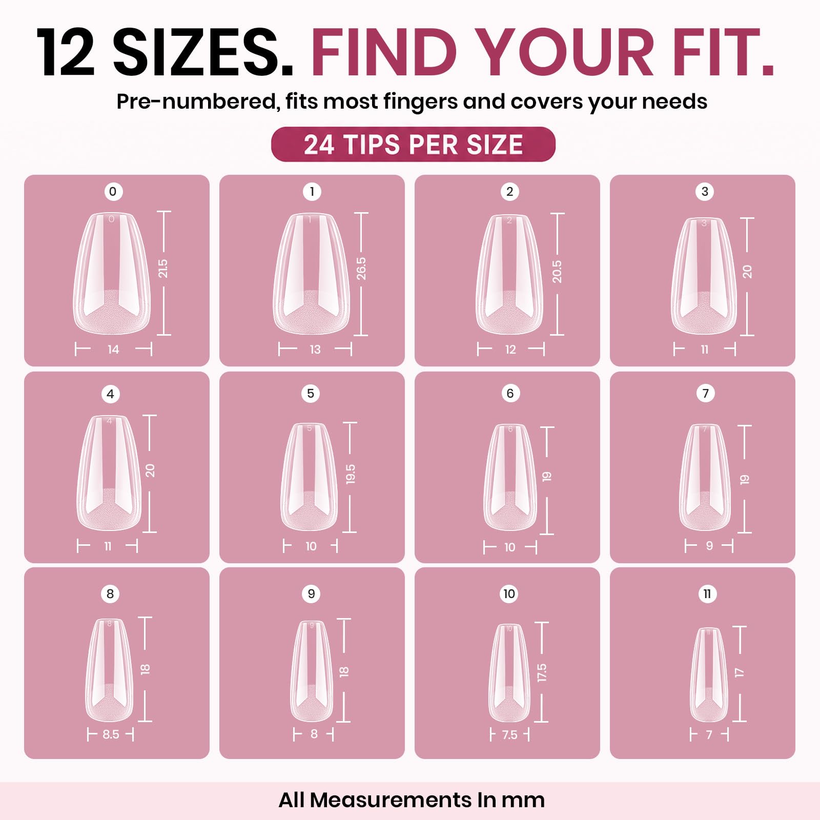 Beetles Soft Gel Nail Tips Short Almond 288pcs in 12 Sizes Etch-X | Pre-Etched Full Cover Acrylic Fake Nails, Salon Quality Nail Supplies, Easy DIY Extension Press On Nails, Gift for Women