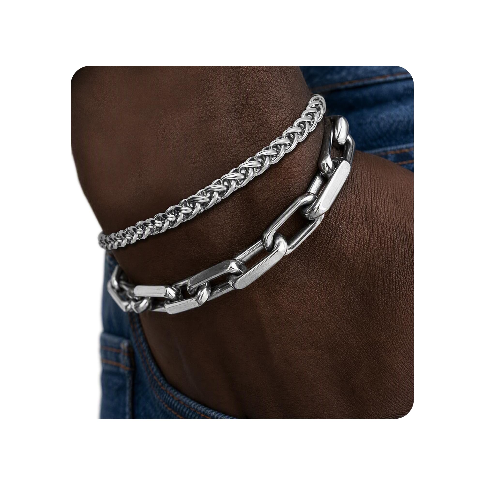 DAYANEY Mens Bracelet Silver and Gold Bracelet for Men Rakhi for Brother