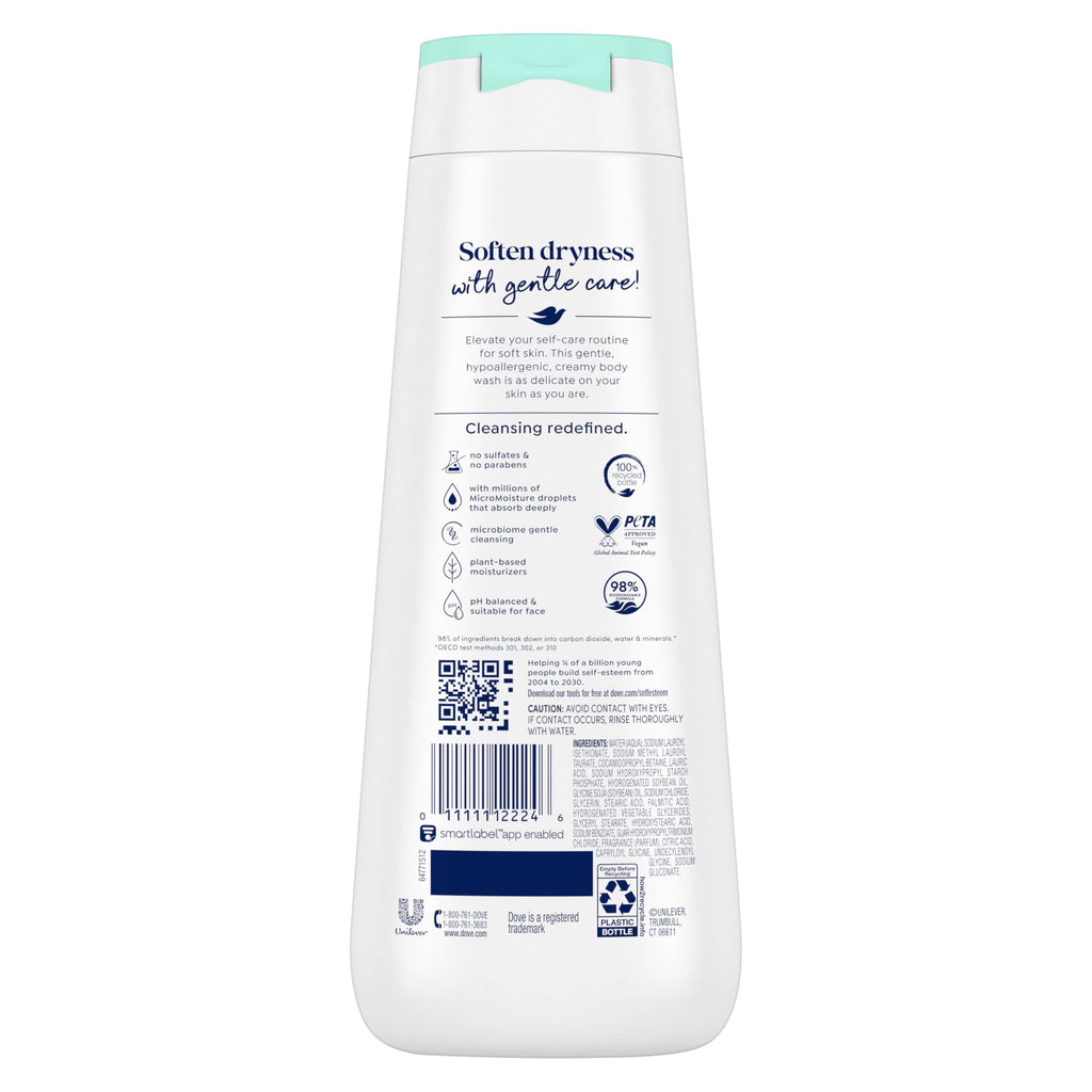 Dove Sensitive Skin Body Wash, 24hr Lotion-Soft Skin, 30.6 oz | Hypoallergenic body wash with MicroMoisture technology for 24-hour hydration and soft skin
